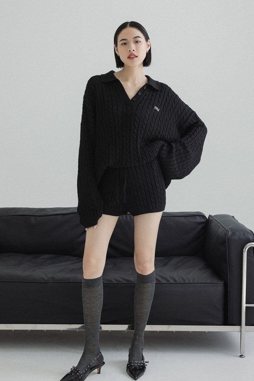 mi麻花針織短褲