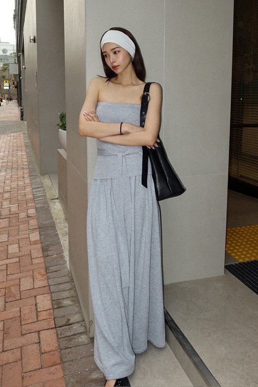 細閃針織鬆緊長裙