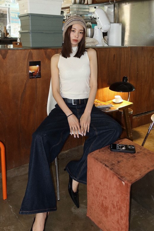 天絲羊毛小高領背心