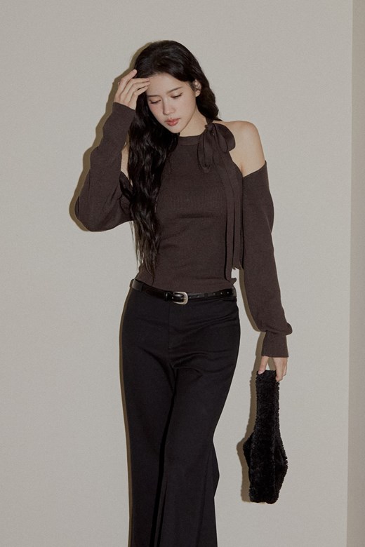 兩件式繞頸針織上衣