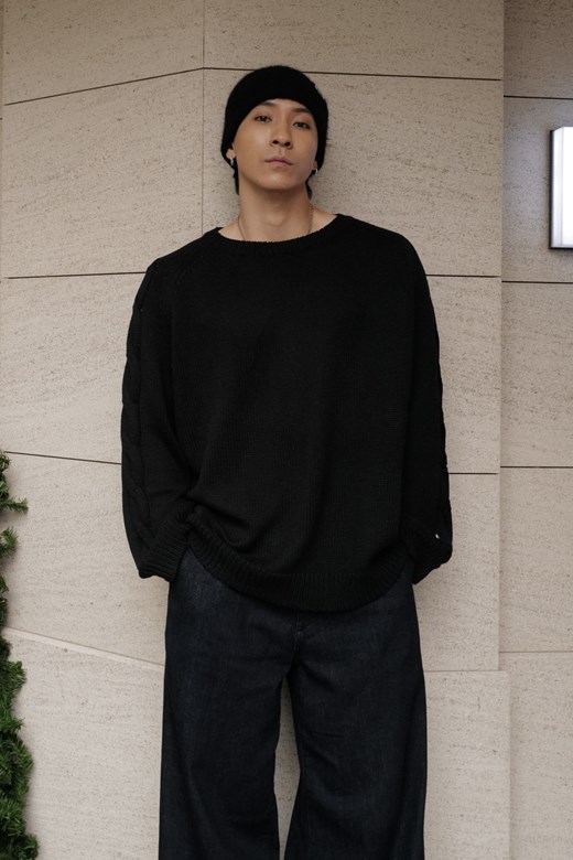 寬鬆麻花針織毛衣(MEN)