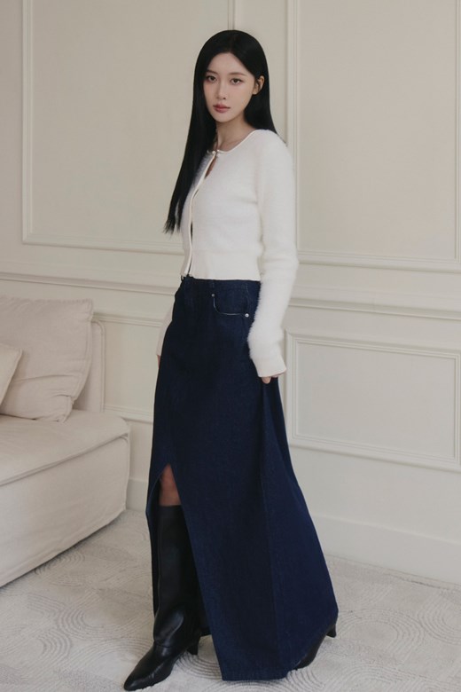 mi時髦開岔牛仔長裙