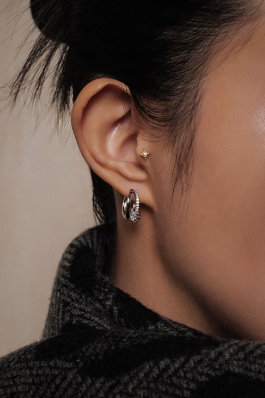 璀璨小行星鑽圈耳環