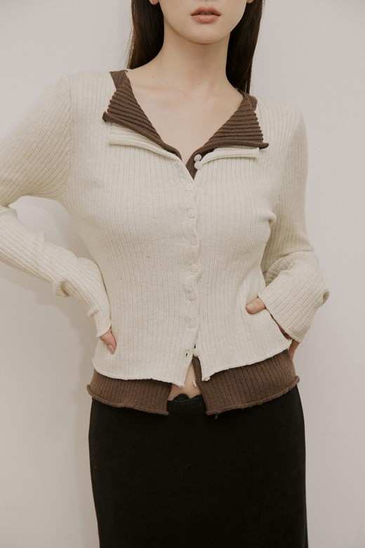 18 假兩件排釦針織長袖上衣