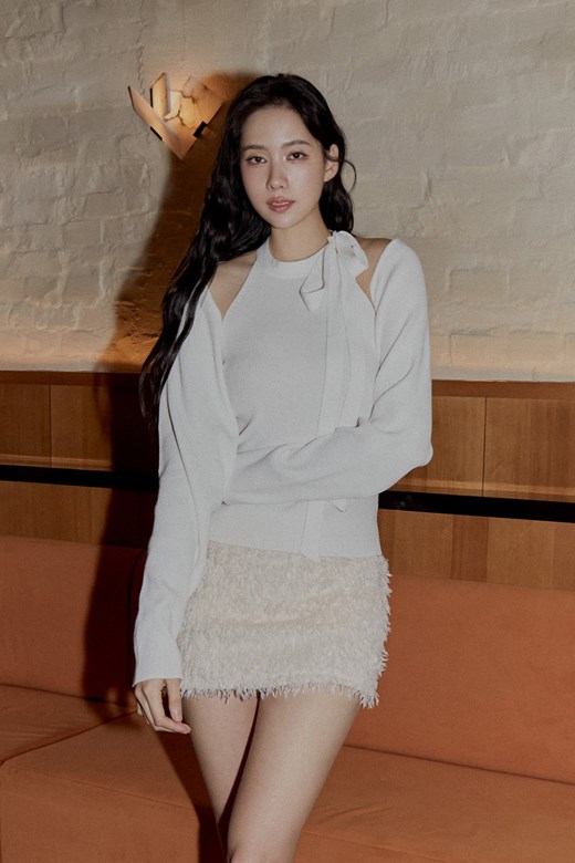 兩件式繞頸針織上衣