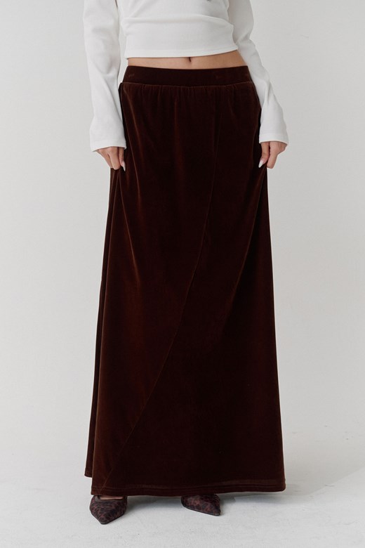 植絨網紗鬆緊長裙