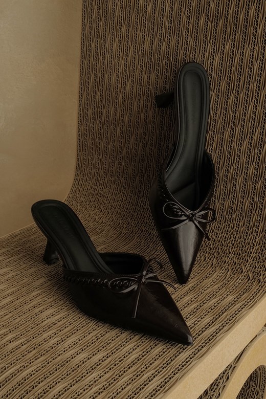 法式蝴蝶結半拖跟鞋