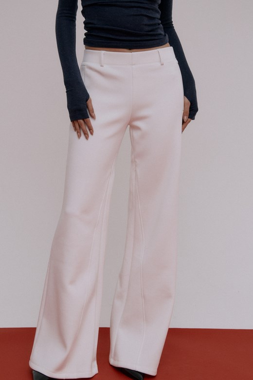 微喇叭刷毛西裝棉褲