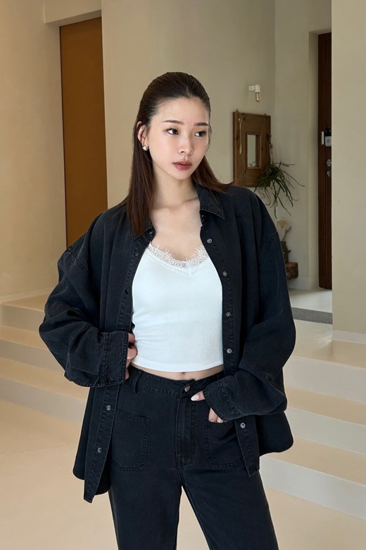 天絲牛仔寬鬆襯衫