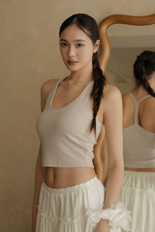 修身掛脖Y字羅紋BRA TOP