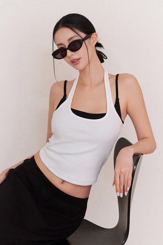 -3kg激瘦涼感假兩件繞脖BRA TOP背心