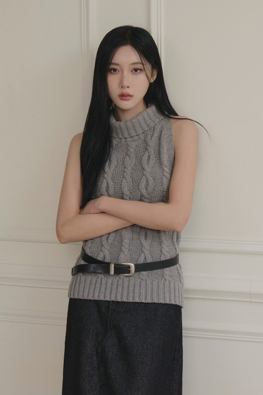 冬日溫暖麻花針織背心