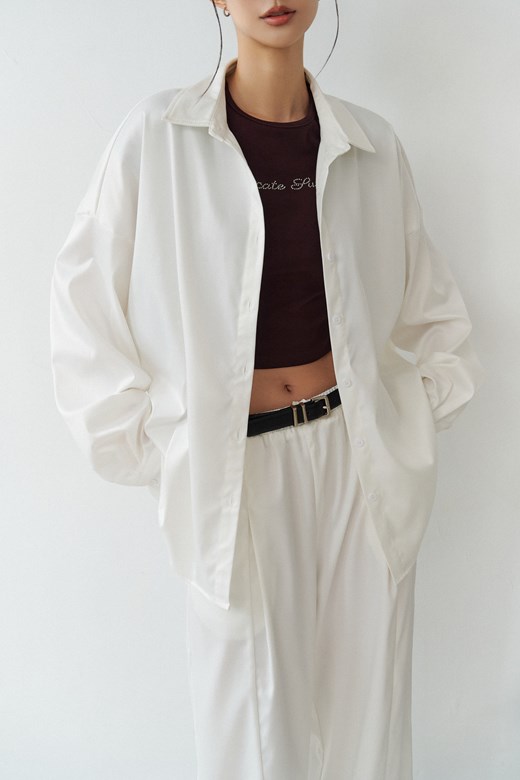 緞光抗皺寬鬆襯衫