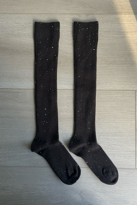 細閃亮片坑條長襪