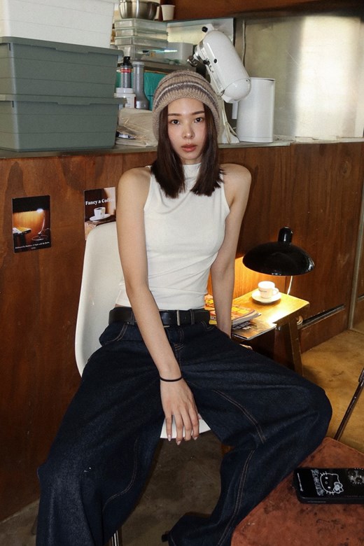 天絲羊毛小高領背心