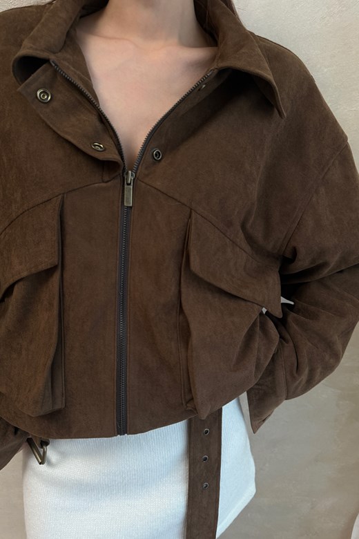 04麂皮霧光立體工裝短版外套