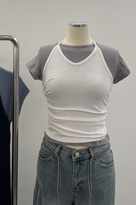 08 棉質親膚繞脖背心上衣