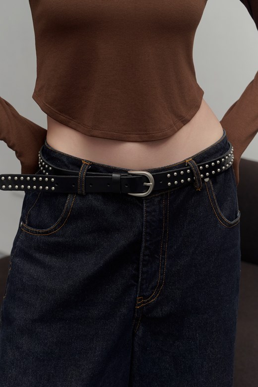 復古重鉚釘騎士皮帶