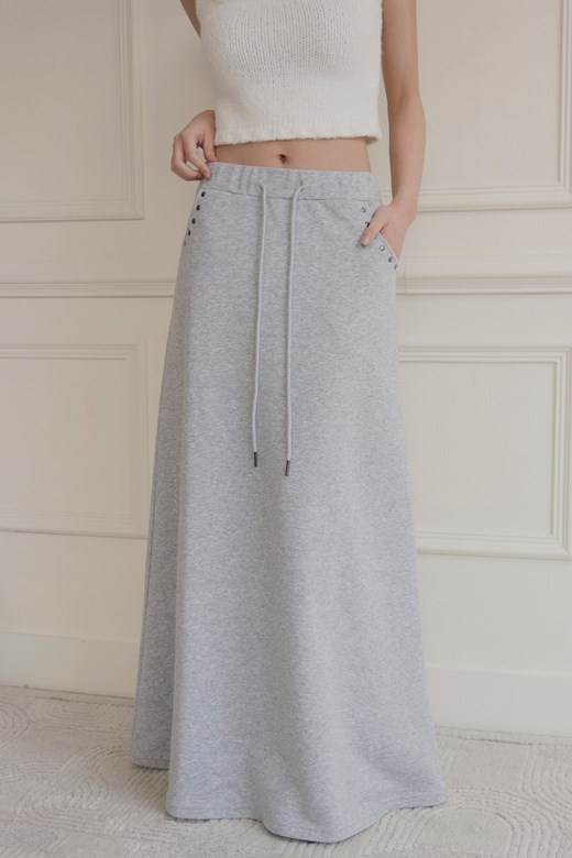 鉚釘造型抽繩棉裙