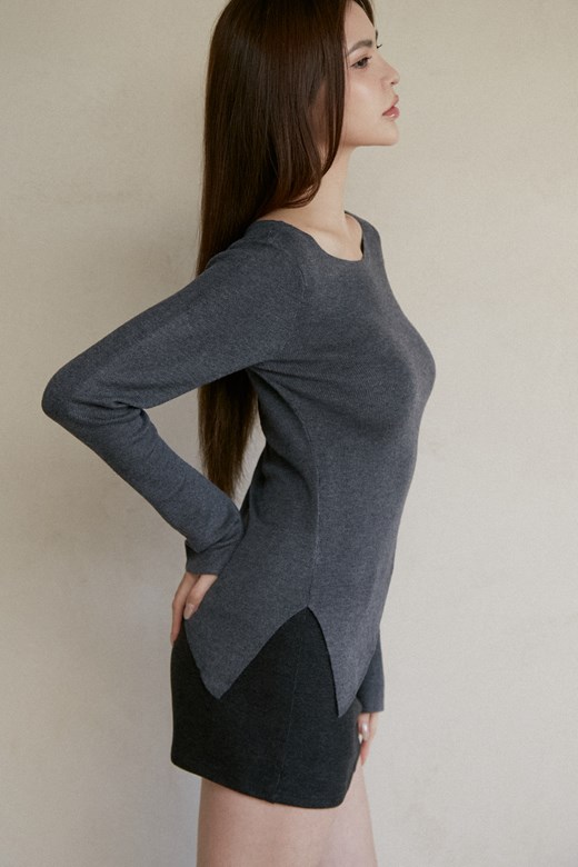 斜擺羊毛針織上衣