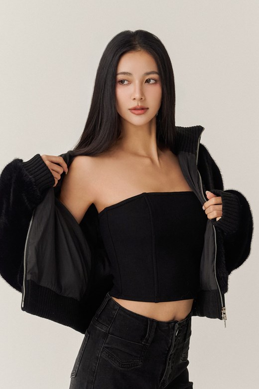 立體魚骨平口上衣