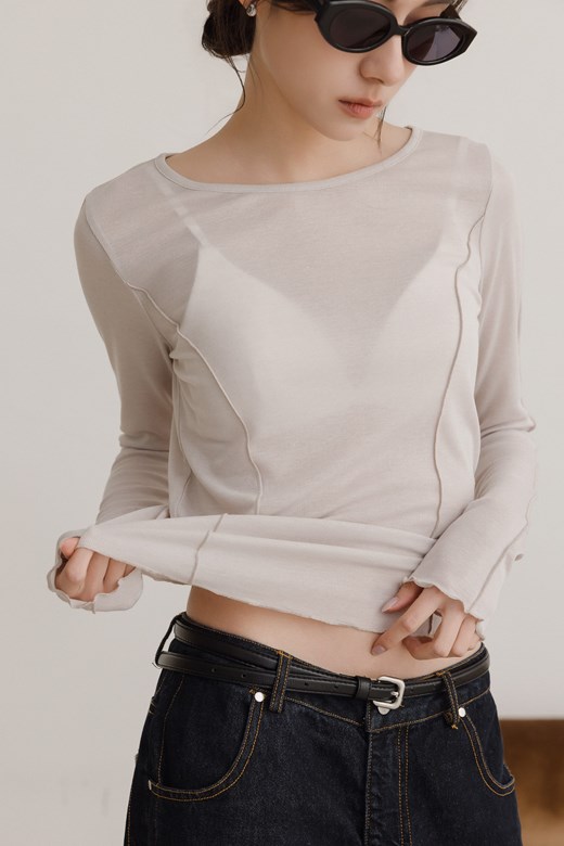 木耳捲邊剪裁造型打底衣