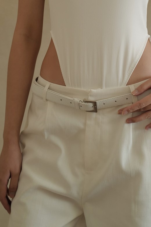 極簡紋理方頭銀釦皮帶