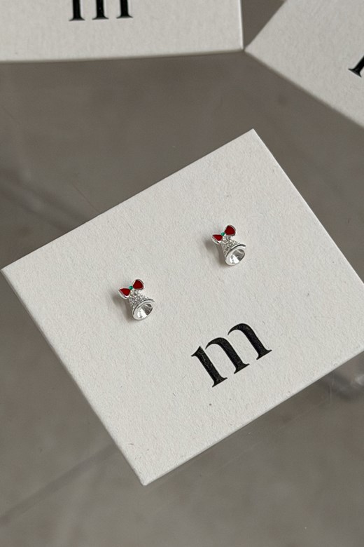 S925立體鈴鐺小鑽耳針