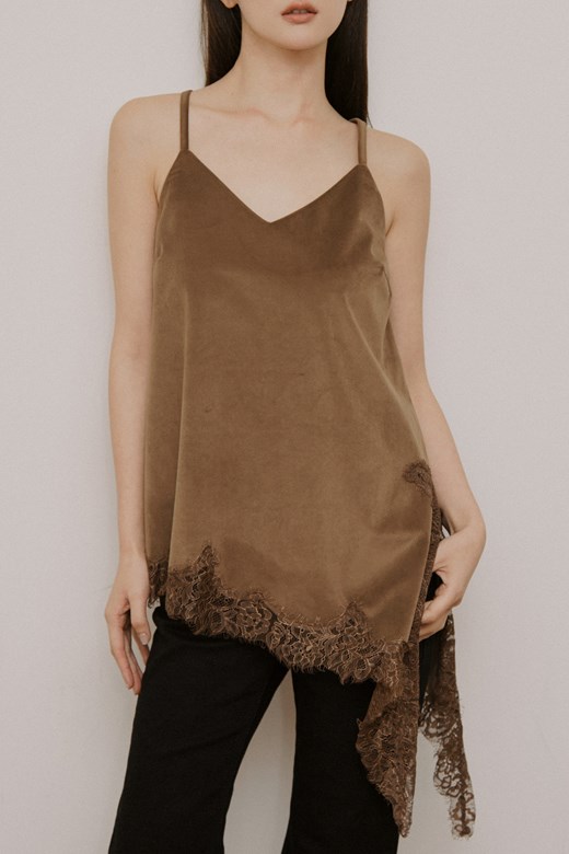 04 絲滑感蕾絲下擺細肩背心
