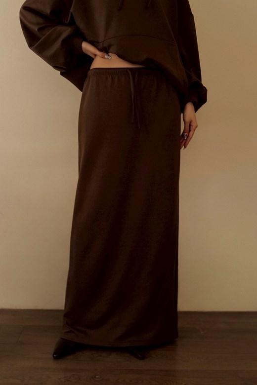 輕柔斜紋磨毛抽繩長裙