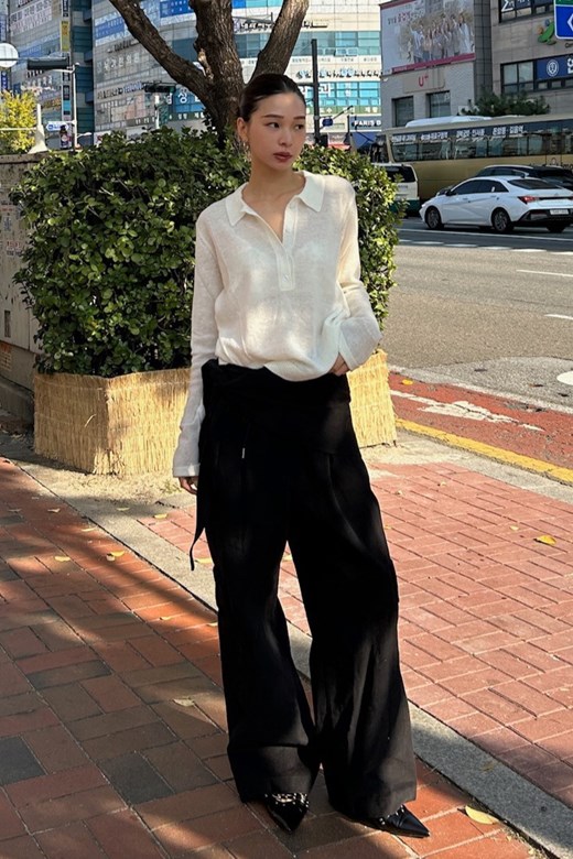 09 立體層次綁帶寬褲