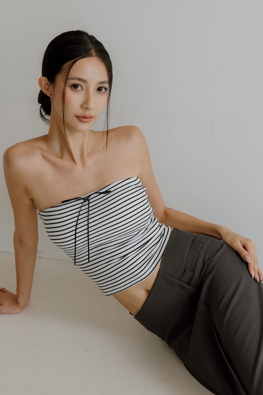 蝴蝶結條紋平口BRA TOP
