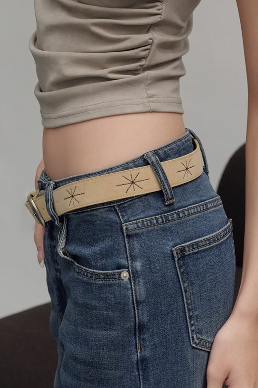 星芒刺繡復古皮帶