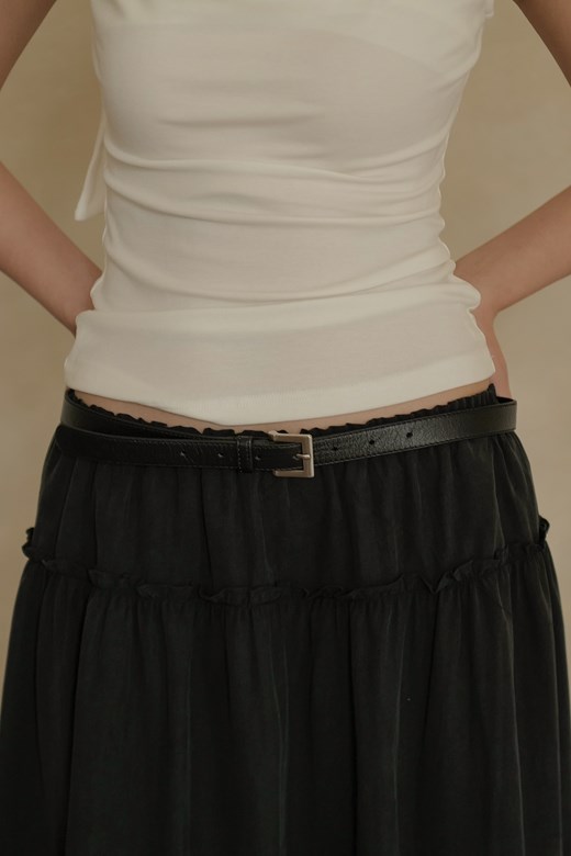 極簡紋理方頭銀釦皮帶