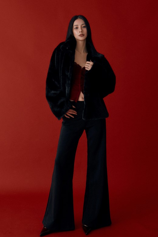 微喇叭刷毛西裝棉褲