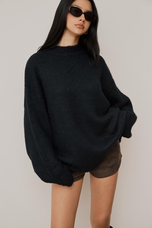 立領坑條大大毛衣