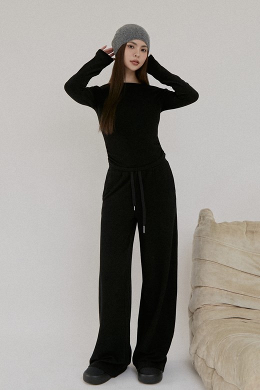 磨毛蓄熱休閒抽繩長褲