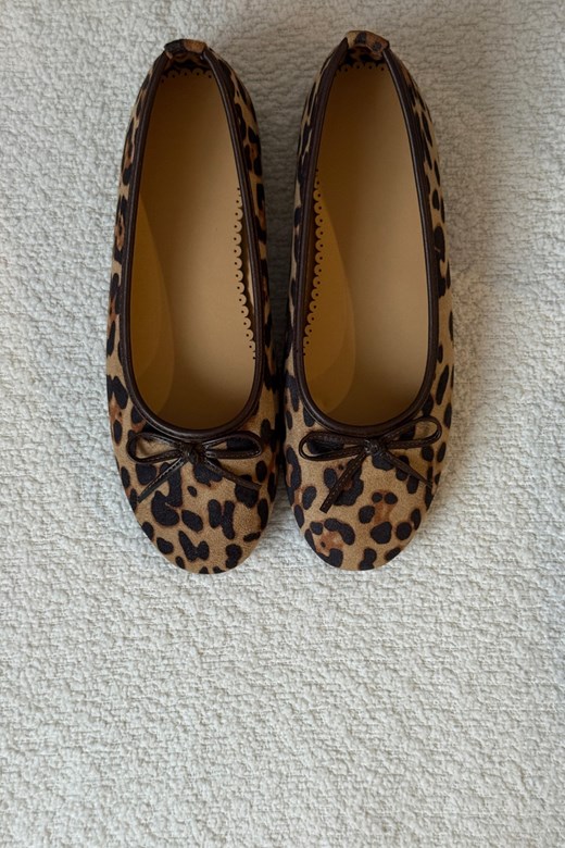 21 蝴蝶結豹紋平底娃娃鞋