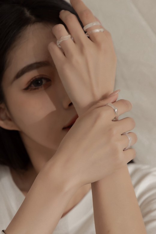 韓國選品 | INS透感白琥珀戒指(5入)