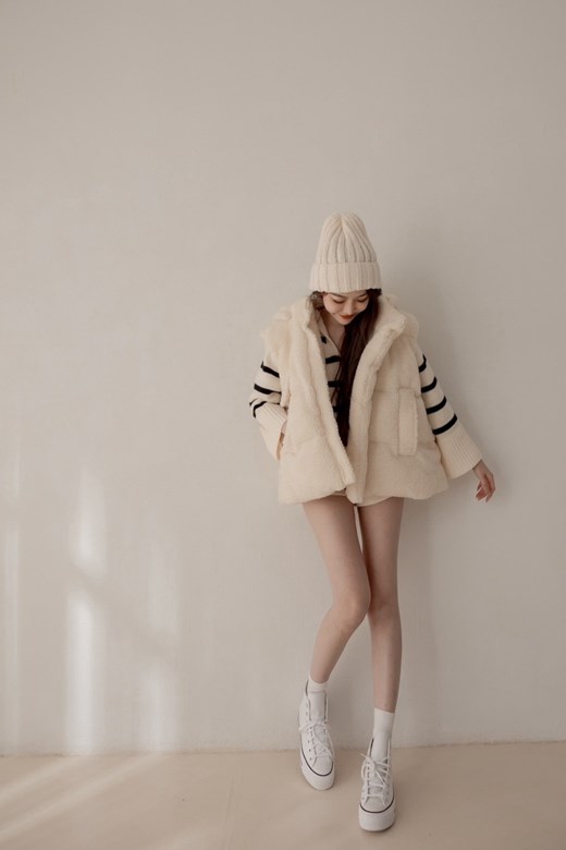 帽子可拆澎感毛毛背心