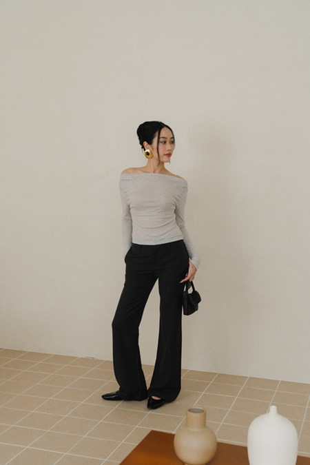 SQB Capsule Wool Blend Off Shoulder Top