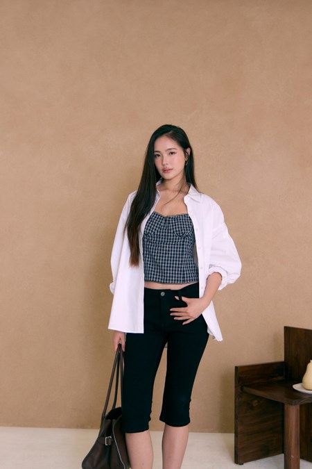 Stay Awhile Gingham Corset Top