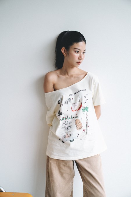 SQB x HOHO Paws On The Road Off-Shoulder Tee