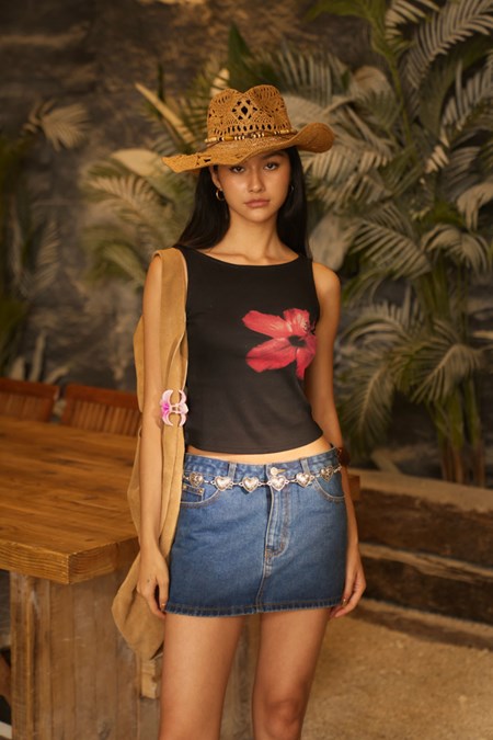 Field Goal Mini Denim Skirt