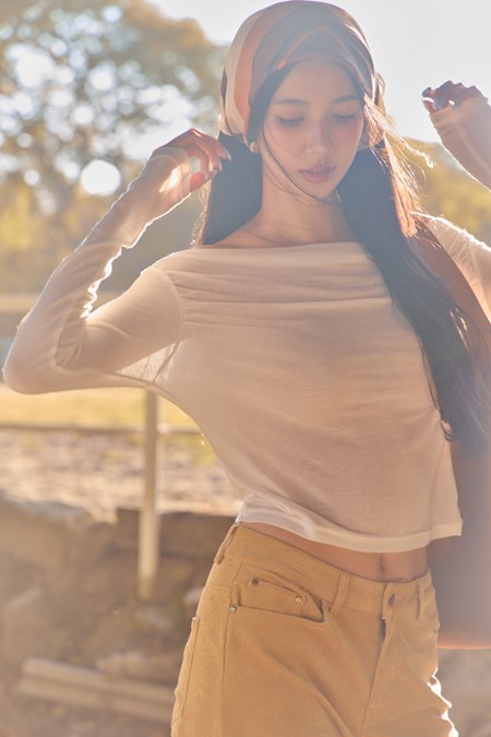 SQB Capsule Wood Blend Off Shoulder Top