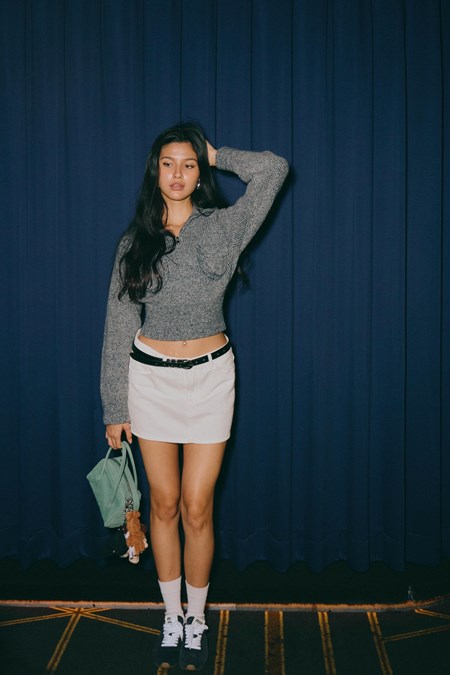 Field Goal Mini Denim Skirt