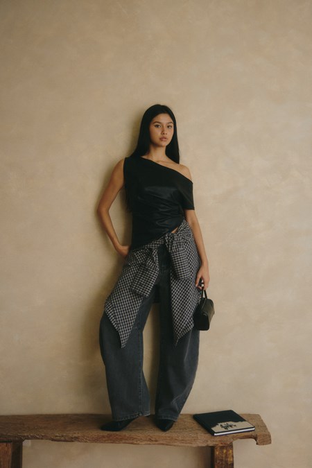 Facade Edge Vegan Leather Top