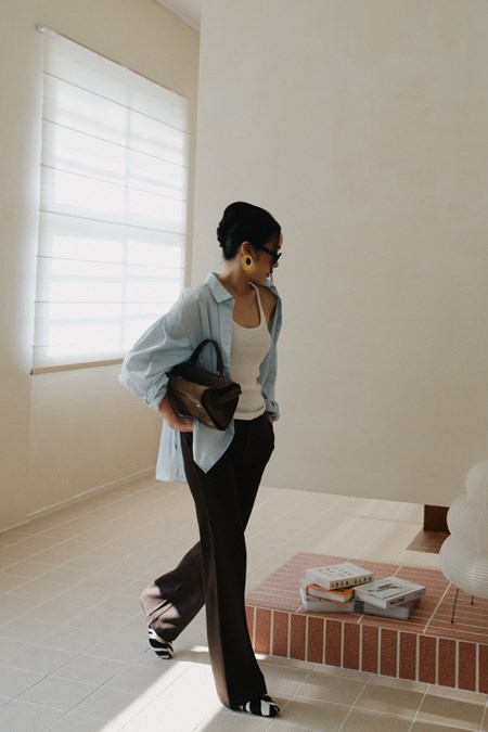 SQB x YV Glacé Pleat Shirt