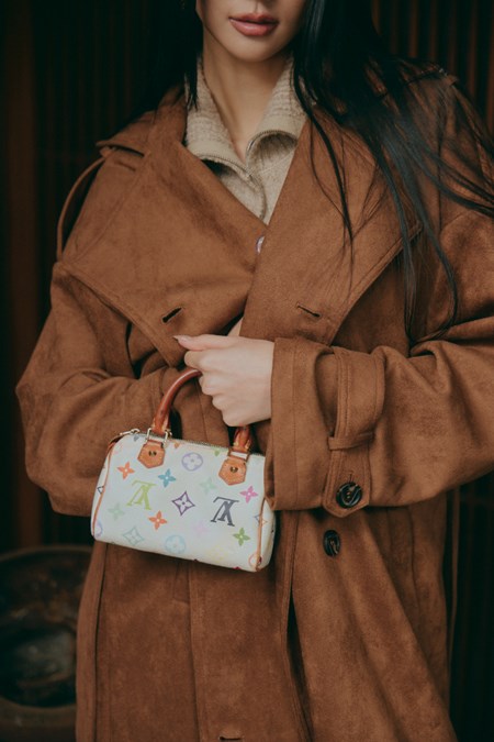 French Silhouette Suede Trench Coat