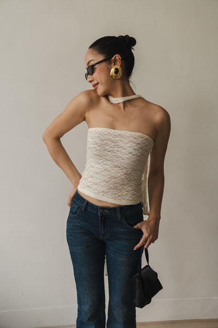 Gypsy Throttle Lace Tube Top+Skinny Scarf